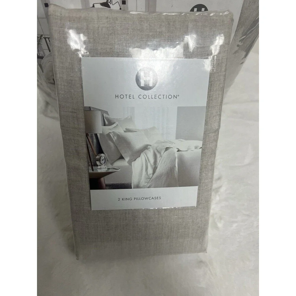 Hotel Collection Linen/Modal Blend King Duvet + 2 Pillowcases Natural Color NEW
